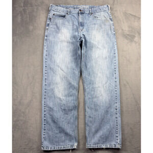 VTG Lee Dungarees Jeans Men 40x34 Blue Denim Loose Straight Distressed Y2K Baggy